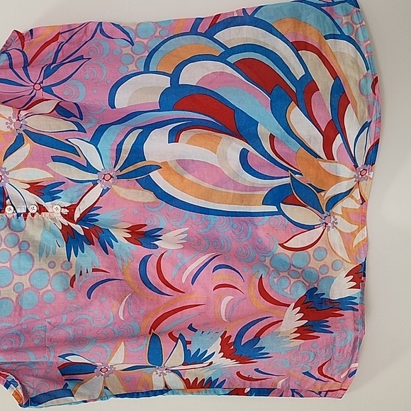 Talbots RUFFLE TRIM SHELL  DAZZLING FLORAL SIZE LP - Picture 6 of 16